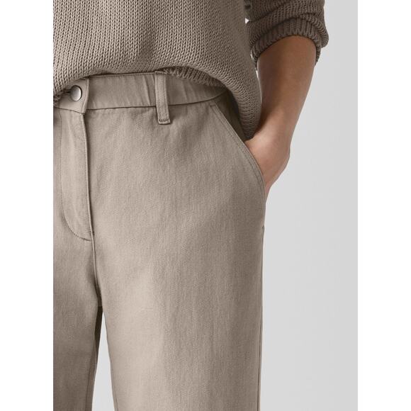 Eileen Fisher Garment-Dyed Utility Organic Cotton Tapered Pant Small Taupe Gray - Picture 13 of 13